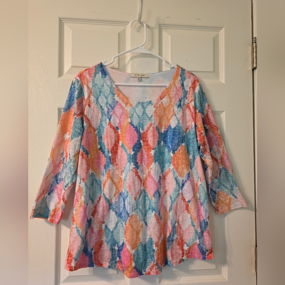 Astrologie Multicolor Geometric Blouse - Pink/Blue/Orange